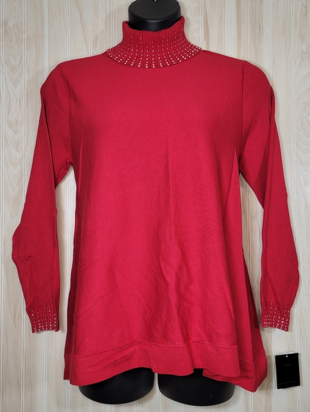 NWT Alfani Red Embellished Turtleneck Sweater Sz Lg